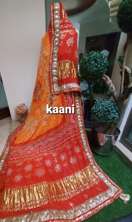 (A111 SUNEHRI) Heavy Mukesh work on pure Silk Chunri Jamawar Shawl