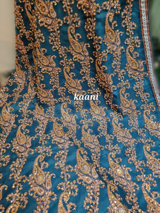 Formal Silk Hand Embellished / Embroidered Shawl (Navy Blue) - Image 3