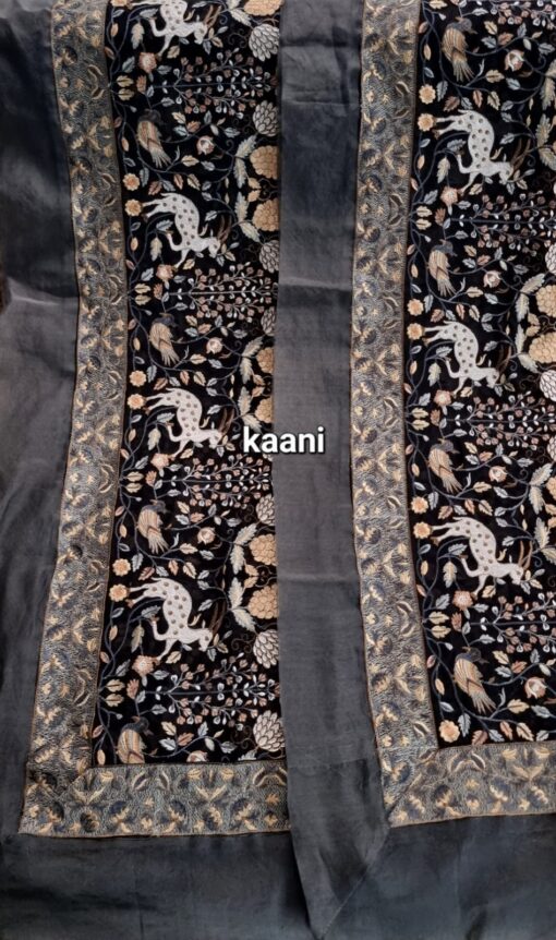 Formal Heavy Embroidered Figure Art Chiffon Shawl (deers Black) - Image 4