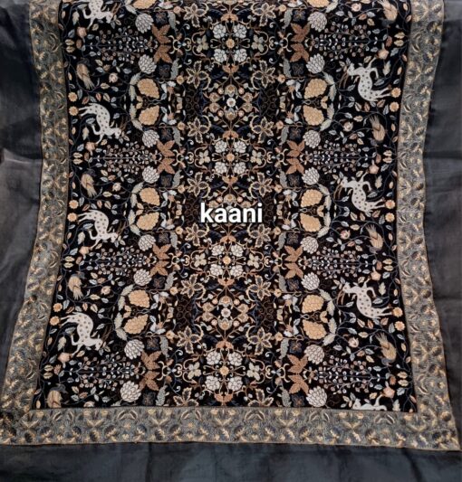 Formal Heavy Embroidered Figure Art Chiffon Shawl (deers Black) - Image 3