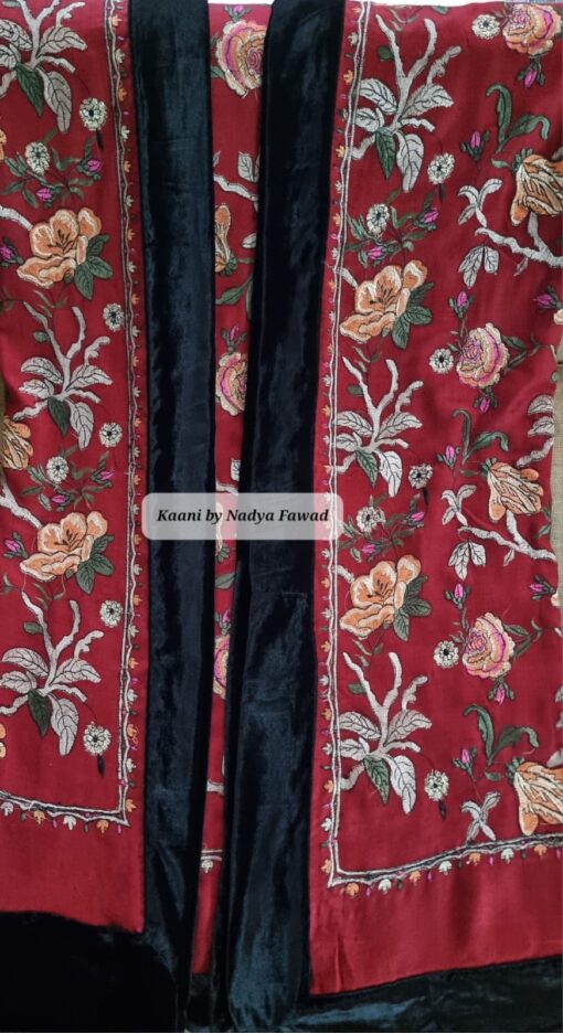 Pashmina Floral Embroidery Maroon - Image 2