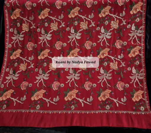 Pashmina Floral Embroidery Maroon - Image 3