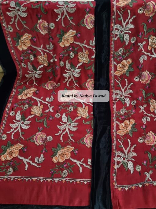 Pashmina Floral Embroidery Maroon - Image 4