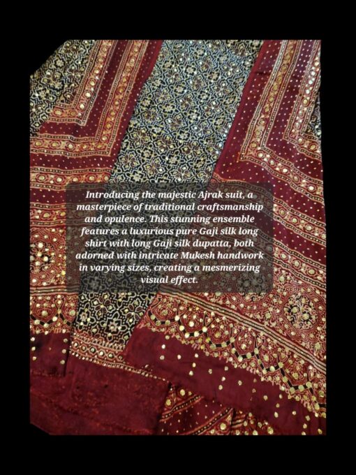 Pure Gaji Silk Ajrak Suit With Kamdani Handwork