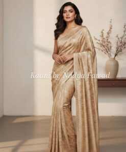 Banarsi Chiffon Beige and Gold Saree