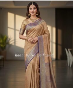 Banarsi Silk Beige and Purple Saree