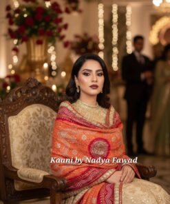 Gaji Silk Mukesh Shawl (Maroon and Orange)